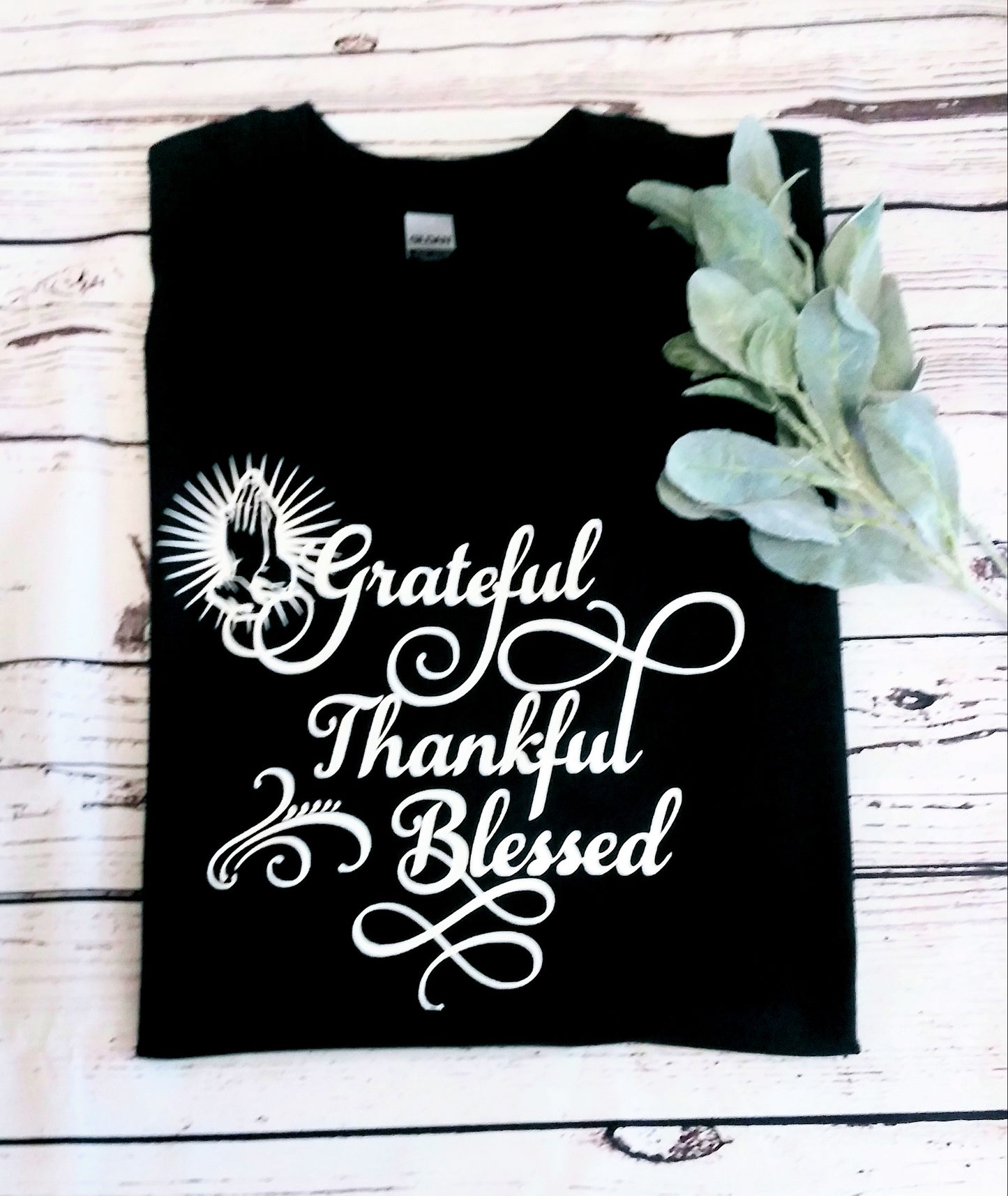 Grateful Thankful Black T-Shirt