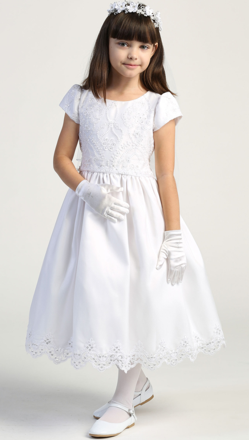 Embroidered Lace with Sequins First Communion Dress LNKSP167
