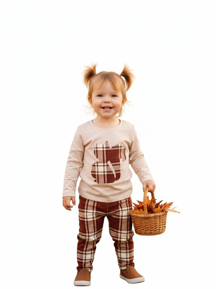 Girls 2pcs Plaid Leggings Set