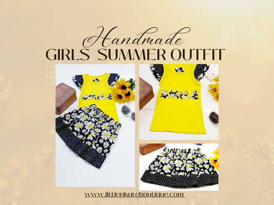 Daisy Girl's 2-piece Skirt  Set Outfit - Little N Kute Boutique