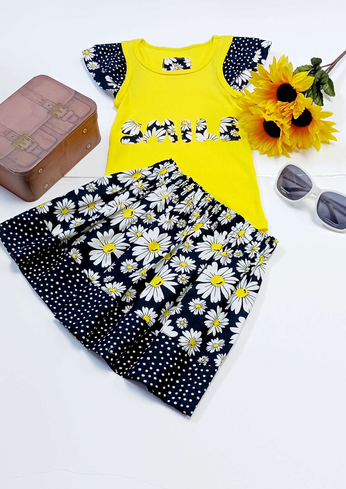 Daisy Girl's 2-piece Skirt  Set Outfit - Little N Kute Boutique