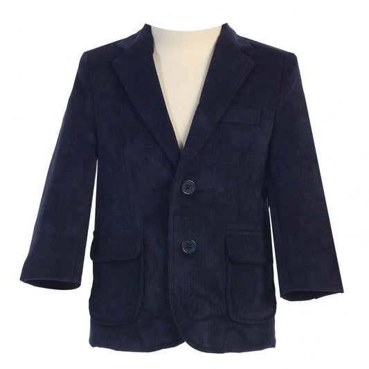 BIG BOYS NAVY TWO BUTTON CORDUROY EASTER BLAZER LITO 605 - Little N Kute Boutique