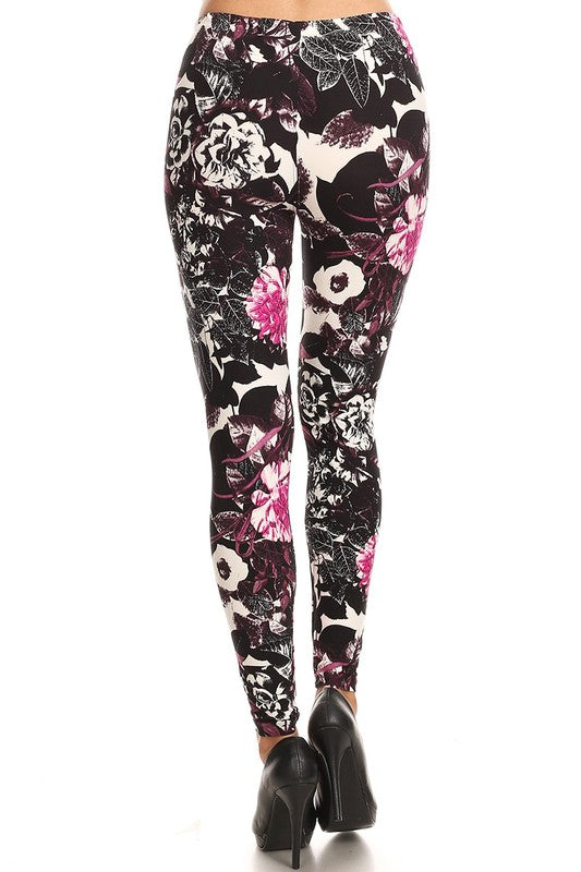 Women's  Floral Leggings One Size - Little N Kute Boutique