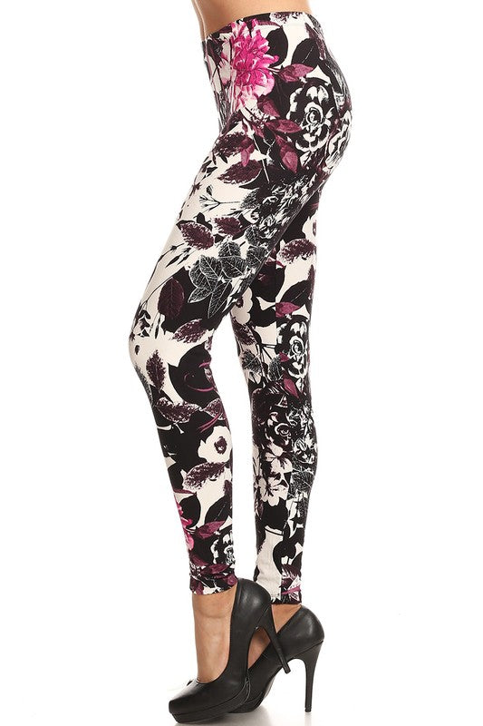 Women's  Floral Leggings One Size - Little N Kute Boutique