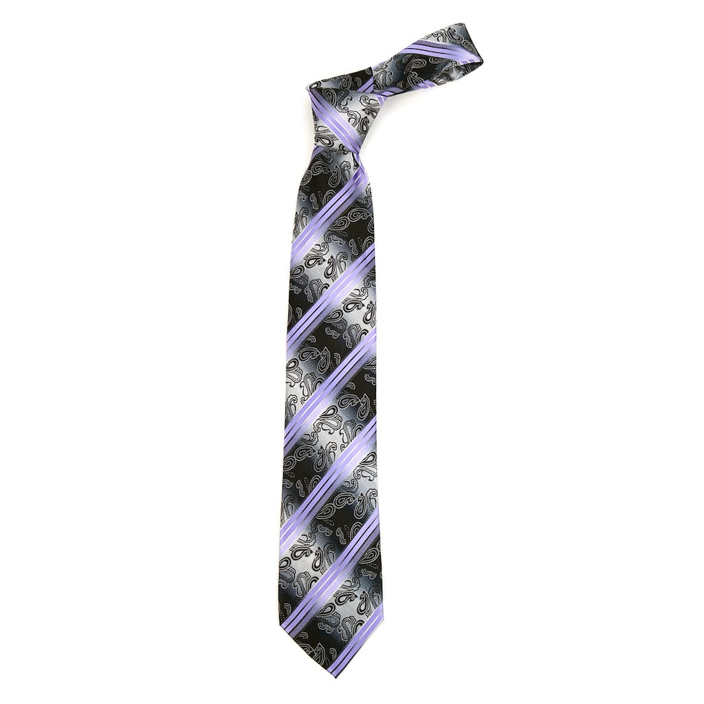 Men's Stripes Necktie  Microfiber Poly Woven Tie - - Little N Kute Boutique