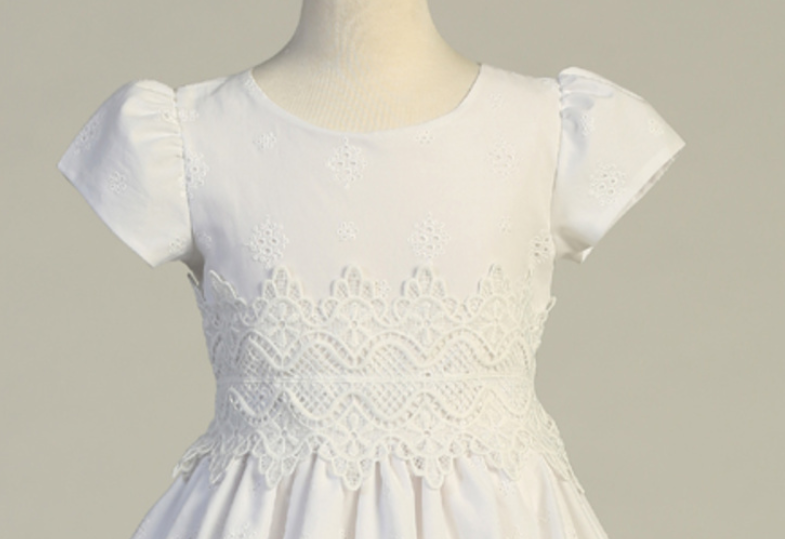 "Madison" Cotton Eyelet Girls Dress LNKSP179