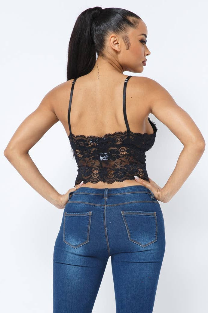 Crossed  Elastic Bra Pad Bralette Lace Cami Top