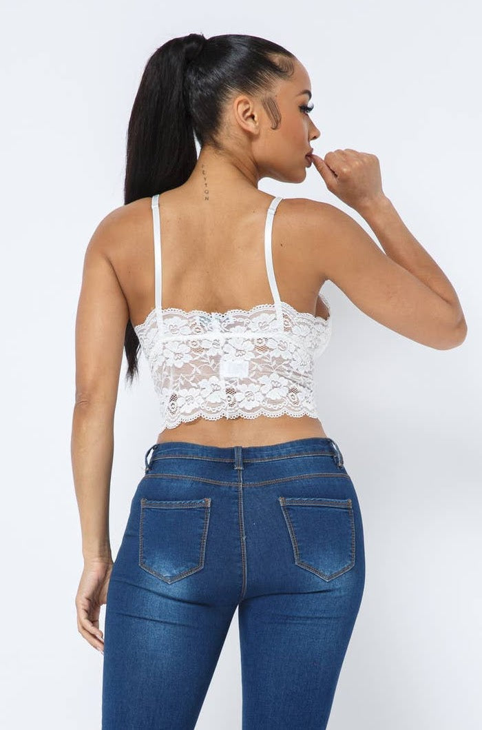 Crossed  Elastic Bra Pad Bralette Lace Cami Top