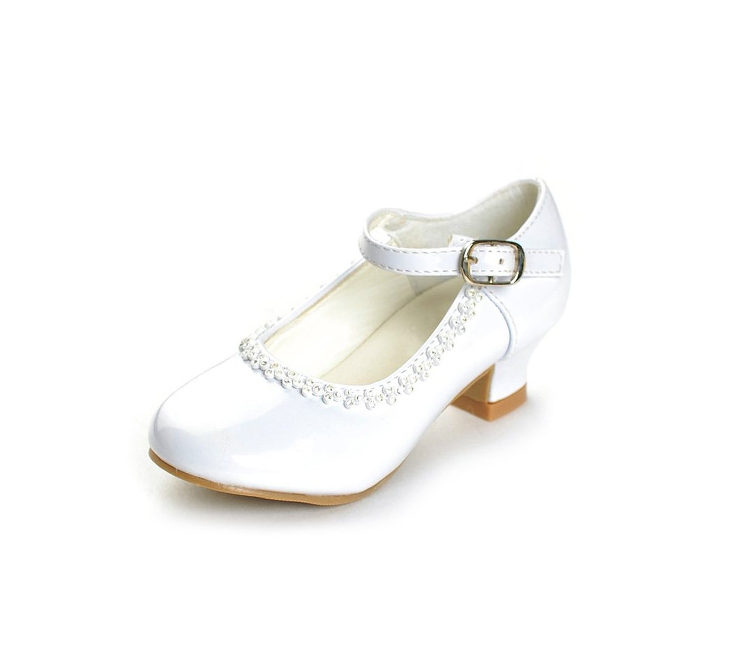 Flower Girls Rhinestone Detailed Patent Heel Shoes  GS-001 - Little N Kute Boutique