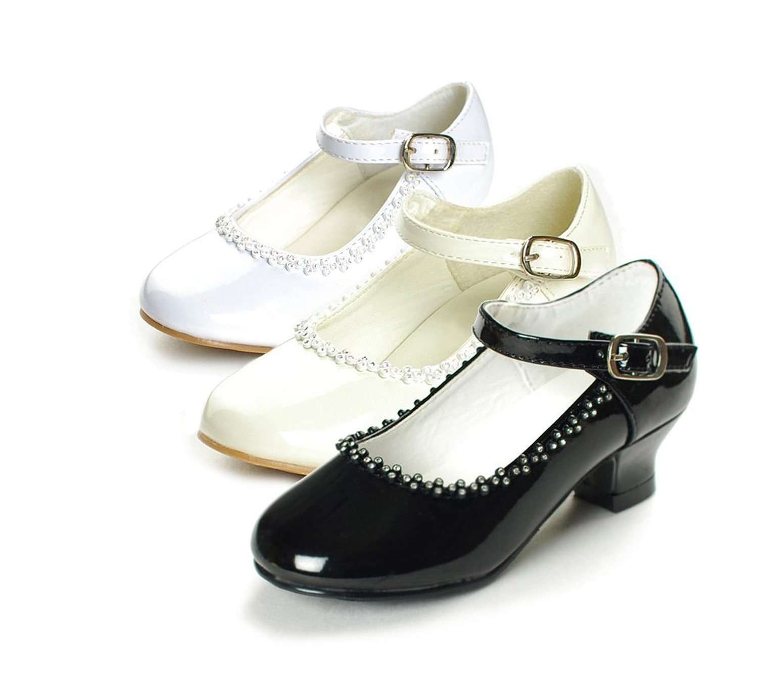 Flower Girls Rhinestone Detailed Patent Heel Shoes  GS-001 - Little N Kute Boutique
